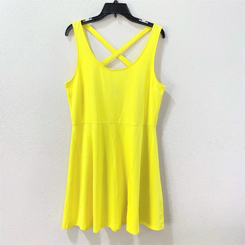 H&M Women's A-Line CrissCross Yellow Dress, Size L